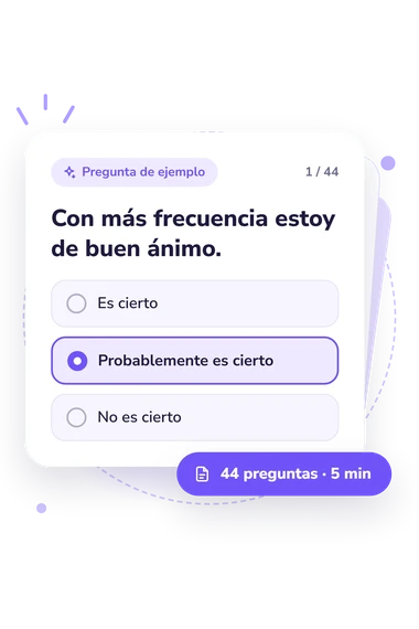 Test cuestionario «Escuela»: tarjeta con pregunta