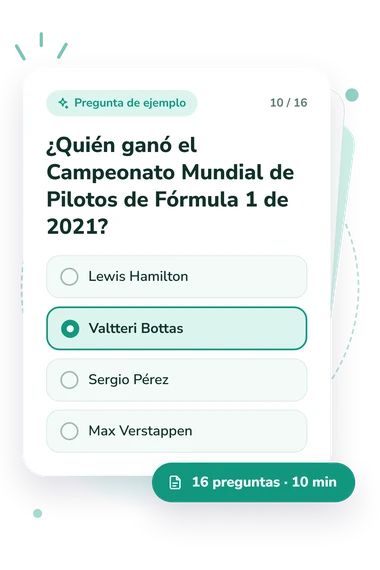 Test cuestionario de 2021: tarjeta con pregunta