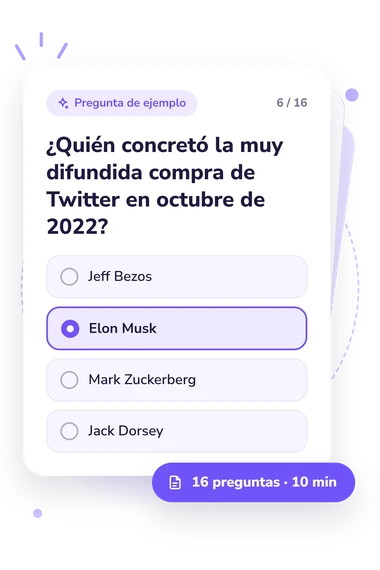Test cuestionario de 2022: tarjeta con pregunta