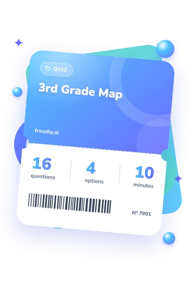 3rd Grade Map Quiz: questions, options and minutes 3rd Grade Map Quiz: test ticket with numbers