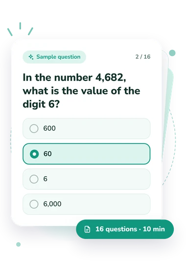 3rd Grade Math Quiz: sample question card