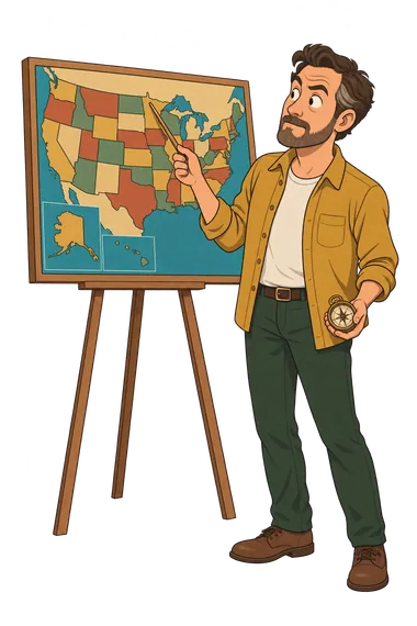 Test cuestionario de los 50 estados ilustración