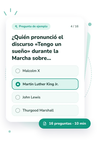Quiz sobre los años 60: tarjeta con pregunta
