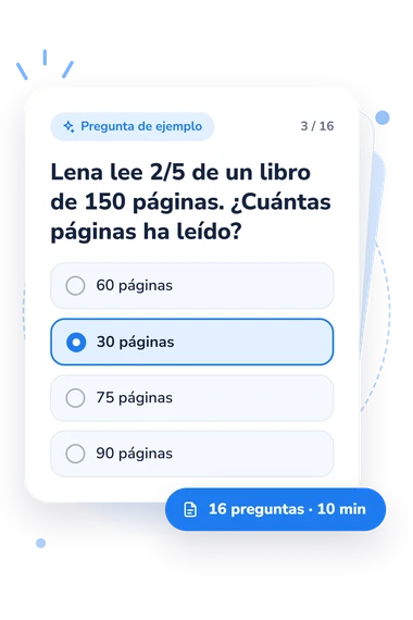 Test cuestionario de 6.º grado: tarjeta con pregunta