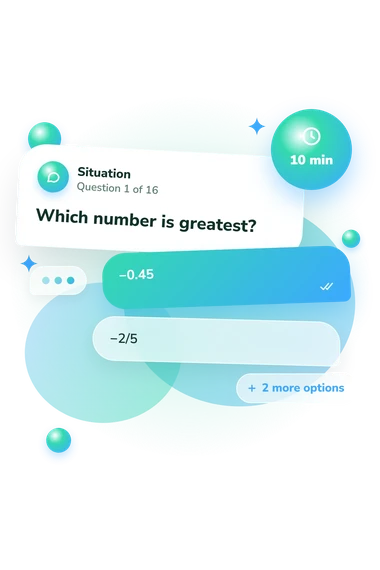 7th Grade Math Quiz: situation and reply bubbles