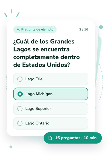 Test cuestionario de Geografía: pregunta y respuestas Test cuestionario de Geografía: tarjeta con pregunta