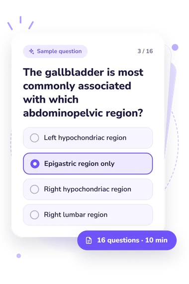 Abdominopelvic Regions Quiz: answers to choose from Abdominopelvic Regions Quiz: sample question card