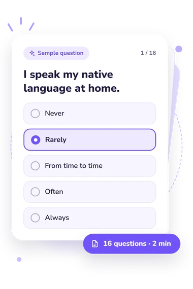 Acculturation Questionnaire for Children: answers to choose from Acculturation Questionnaire for Children: sample question card