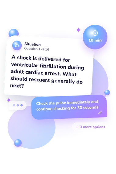 ACLS Quiz: what would you do ACLS Quiz: situation and reply bubbles