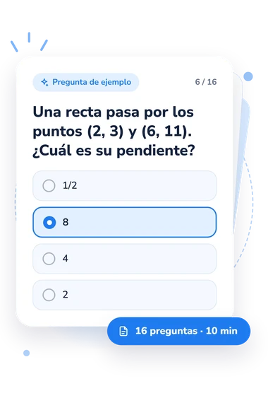 Test cuestionario de práctica: tarjeta con pregunta