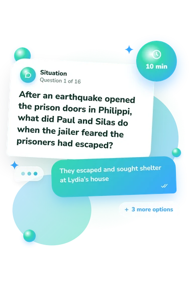 Acts Bible Quiz: situation and reply bubbles