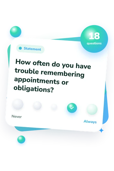 ADHD Test for Adults: agreement scale card