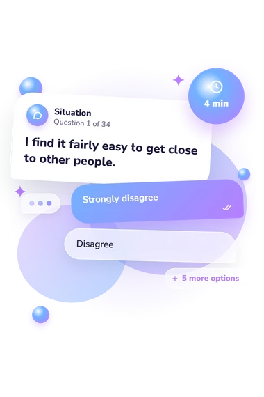 Adult Attachment Questionnaire Test: situation and reply bubbles