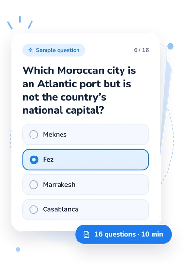 Africa Cities Quiz: sample question card