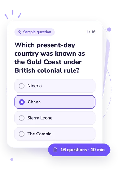 Africa Facts Quiz: answers to choose from Africa Facts Quiz: sample question card