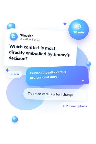 After Twenty Years Quiz: situation and reply bubbles