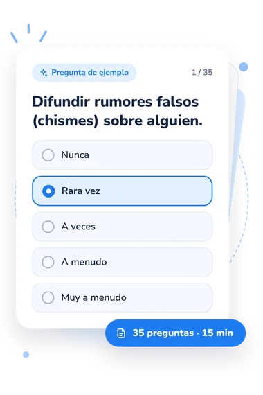 Test evaluación de la agresión: tarjeta con pregunta