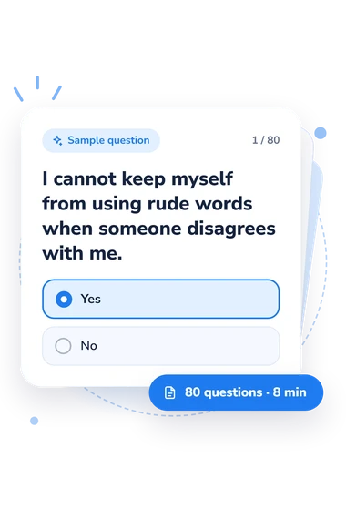 Aggressive Behavior Test: answers to choose from Aggressive Behavior Test: sample question card