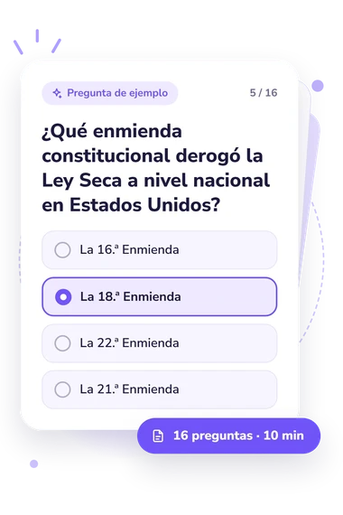 Test cuestionario sobre la historia: tarjeta con pregunta