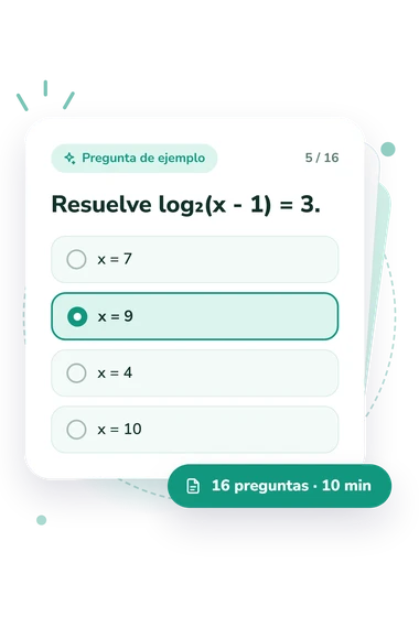 Test cuestionario de Álgebra 2: tarjeta con pregunta