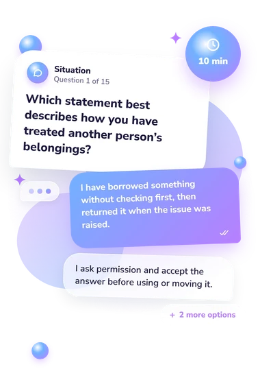 Am I a Bully: situation and reply bubbles