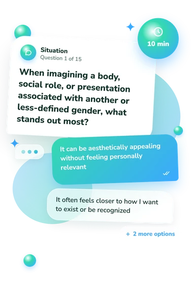 Am I Cis Quiz: what would you do Am I Cis Quiz: situation and reply bubbles