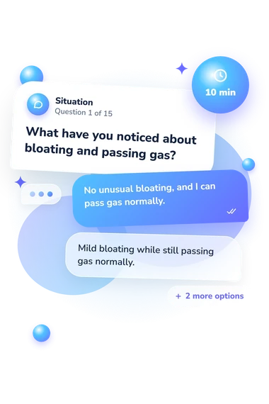 Am I Constipated Quiz: what would you do Am I Constipated Quiz: situation and reply bubbles