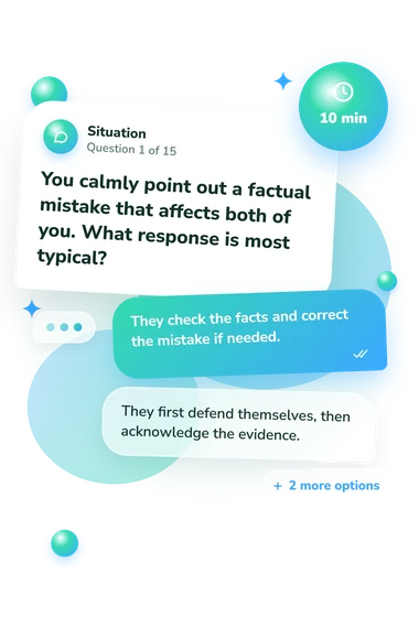 Am I Dealing: situation and reply bubbles