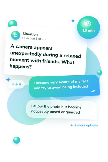 Am I Handsome Quiz: situation and reply bubbles