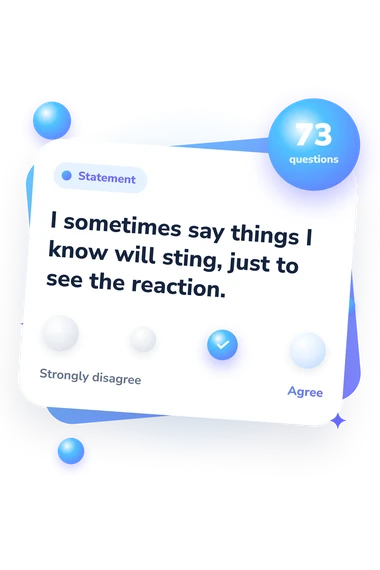 Am I Sadistic Quiz: from disagree to agree Am I Sadistic Quiz: agreement scale card