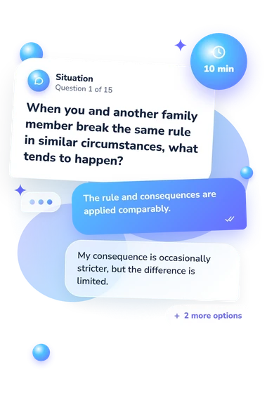 Am I the Family: what would you do Am I the Family: situation and reply bubbles