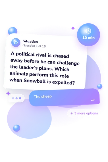Animal Farm Quiz: situation and reply bubbles