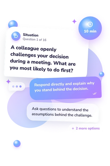 Animal Leadership Quiz: what would you do Animal Leadership Quiz: situation and reply bubbles
