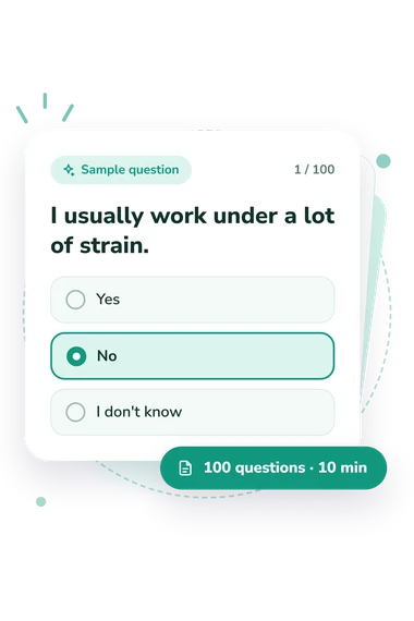 Anxiety Scale Test: sample question card