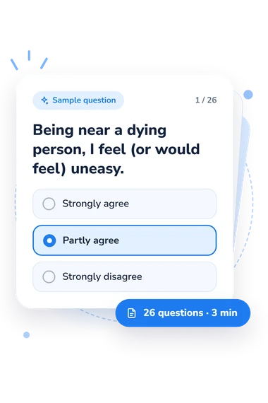 Attitudes Toward Death Scale: answers to choose from Attitudes Toward Death Scale Test: sample question card