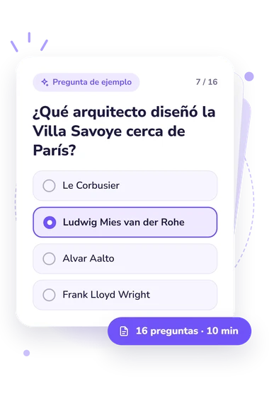 Test cuestionario de arquitectura: tarjeta con pregunta