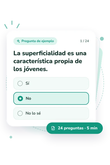 Test ¿Conoces la psicología juvenil?: pregunta y respuestas Test ¿Conoces la psicología juvenil?: tarjeta con pregunta