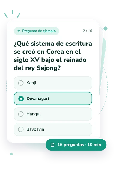 Test cuestionario sobre las culturas: tarjeta con pregunta