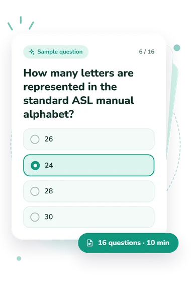 ASL Alphabet Quiz: sample question card