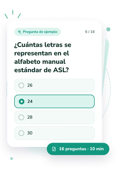 Test cuestionario sobre el alfabeto: tarjeta con pregunta