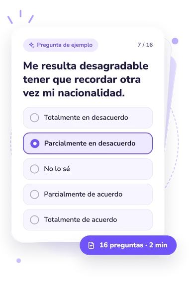 Test evaluación de la positividad: tarjeta con pregunta