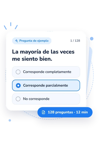 Test evaluación de la desadaptación: tarjeta con pregunta