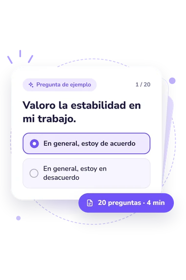 Test evaluación del estilo: tarjeta con pregunta