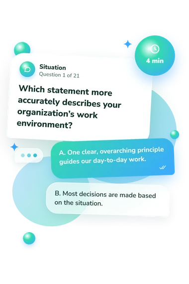 Company Business Culture Assessment: situation and reply bubbles
