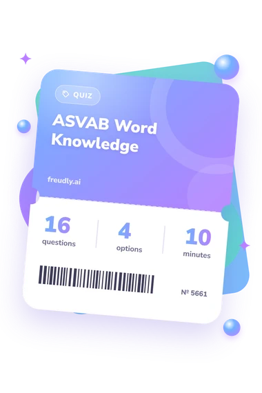 ASVAB Word Knowledge Quiz: questions, options and minutes ASVAB Word Knowledge Quiz: test ticket with numbers
