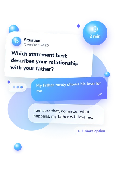 Parent Attachment Questionnaire: what would you do Parent Attachment Questionnaire: situation and reply bubbles
