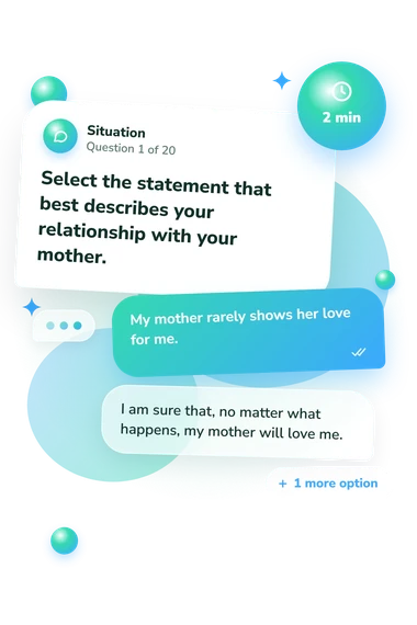 Parent Attachment Questionnaire: situation and reply bubbles