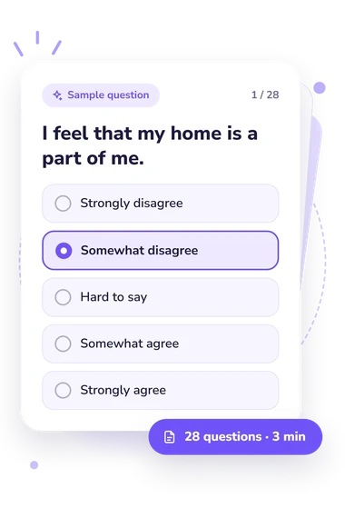 Home Attachment Scale Test: answers to choose from Home Attachment Scale Test: sample question card