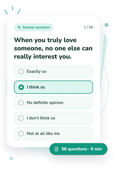 Love Attitude Scale Test: answers to choose from Love Attitude Scale Test: sample question card