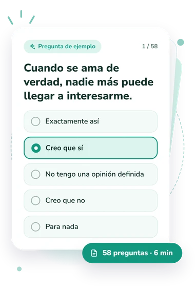 Test escala de actitud hacia: pregunta y respuestas Test escala de actitud hacia: tarjeta con pregunta